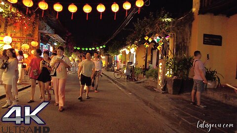 Boating on the Hoai River at night releasing flower lanterns [4K ASMR] Evening walk in Hoi An Tour