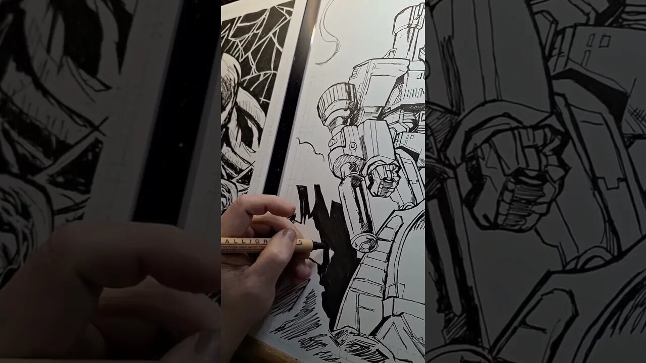 Inking Megatron! #drawing #inking #comics #art #illustration