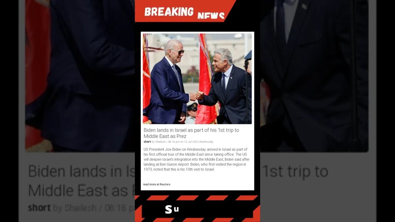 Breaking News: Biden lands in Israel as part of his 1st trip to Middle East as Prez #shorts #news