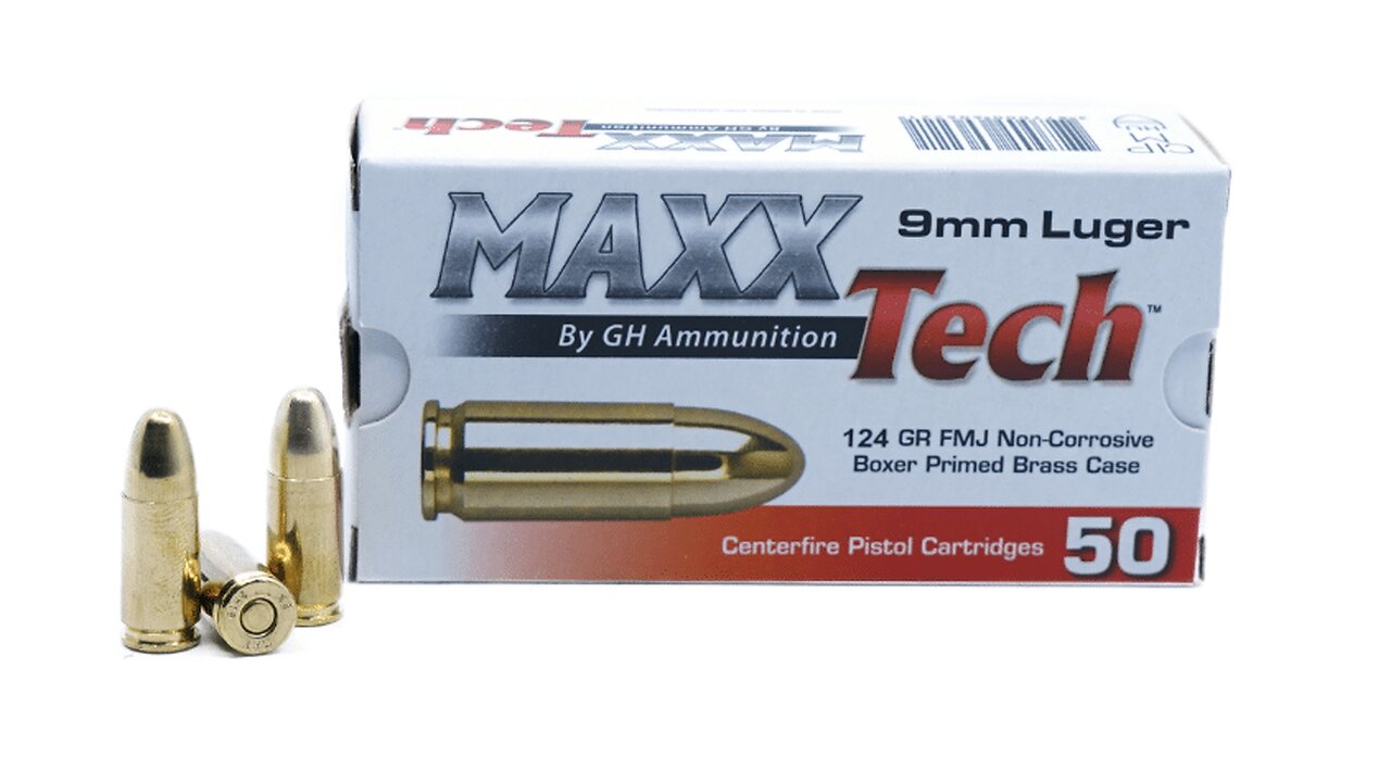 MAXXTECH 9MM 124GR FMJ 1000RD CASE