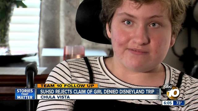 SUHSD rejects claim of girl denied Disneyland trip