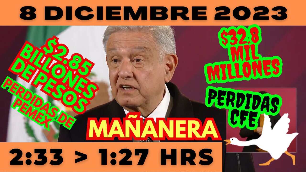 💩🐣👶 AMLITO | Mañanera *Viernes 08 de diciembre 2023* | El gansito veloz 2:33 a 1:27.