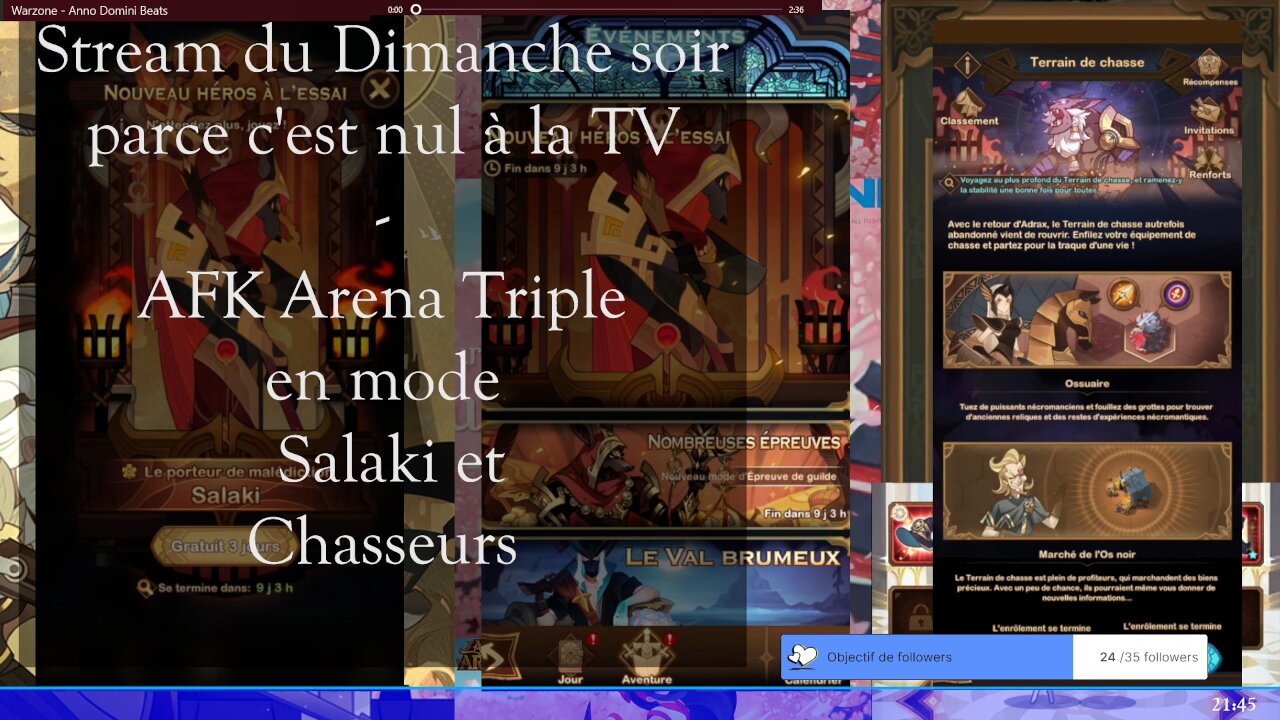 Stream du Dimanche soir parce c'est nul à la TV - AFK Arena Triple en mode Salaki et Chasseurs