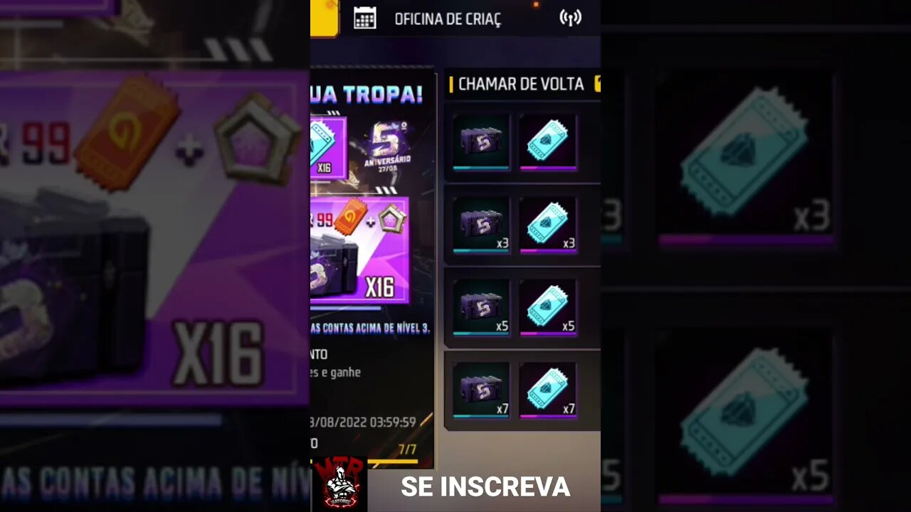 ABRI TODAS AS CAIXAS DO EVENTO DE CHAMA DE VOLTA DO FREE FIRE.