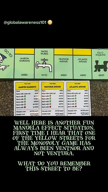 Another Mandela Effect. This One Is Monopoly Game Ventnor or Ventura.