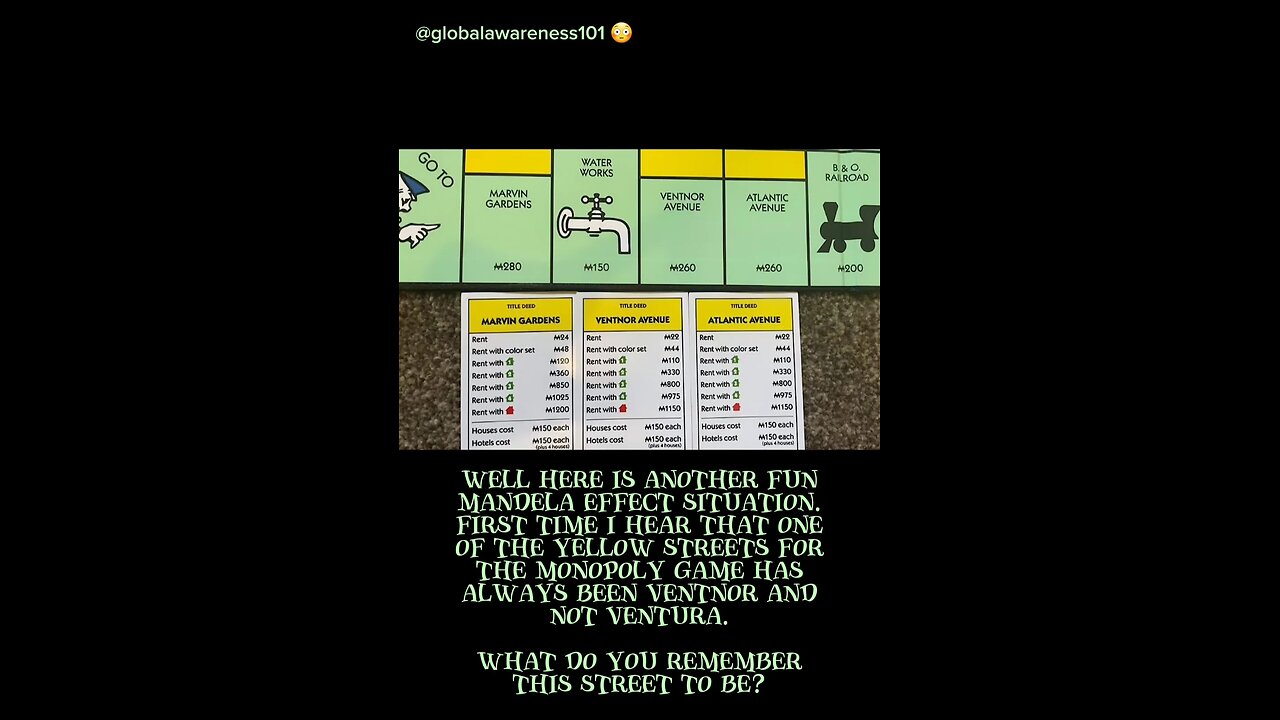 Another Mandela Effect. This One Is Monopoly Game Ventnor or Ventura.