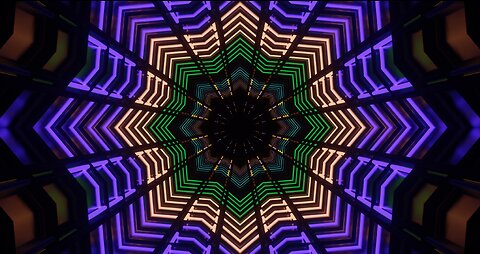 Long Duration VJ Loop: Neon Tunnel Mirrored Wireframe