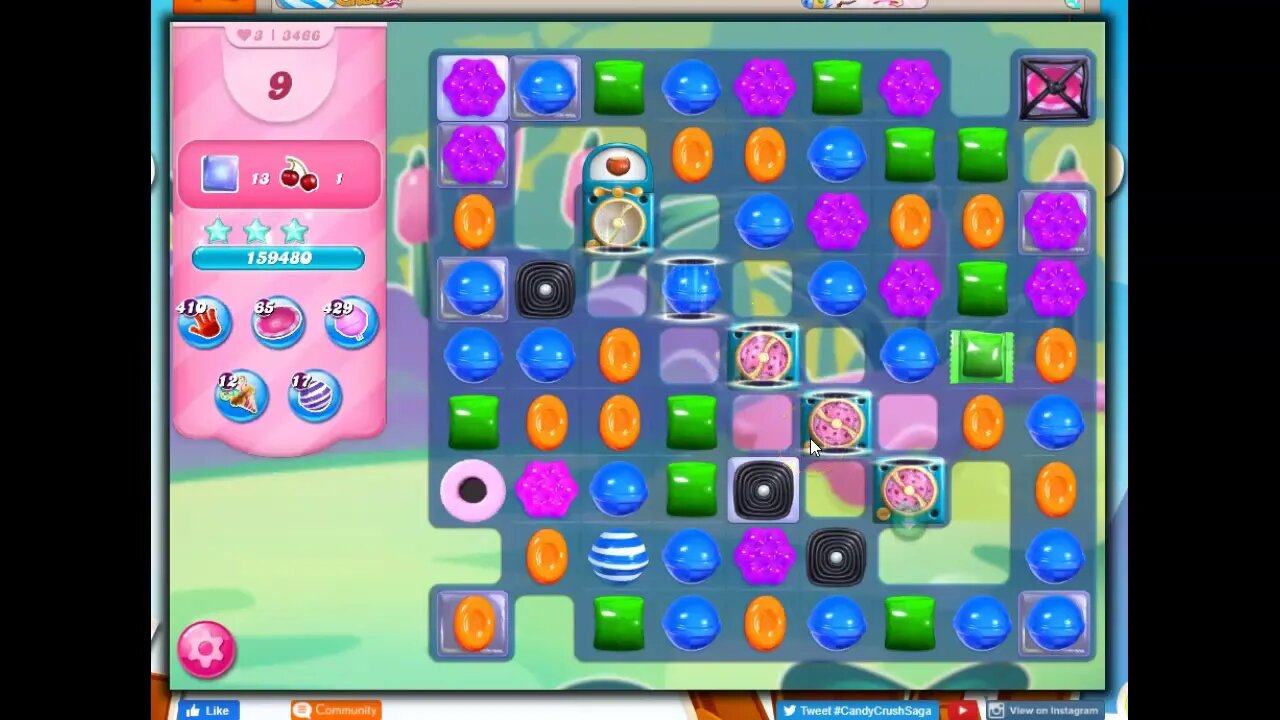Candy Crush Level 3466 Talkthrough, 25 Moves 0 Boosters