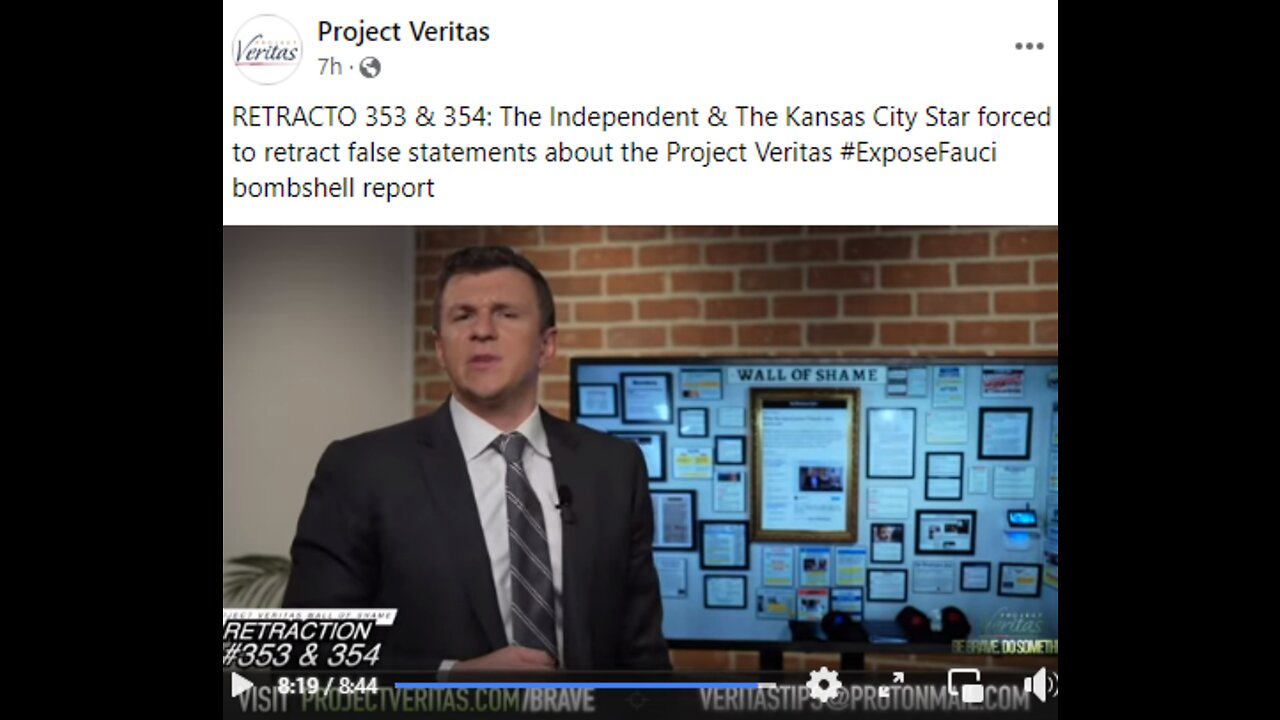 PROJECT VERITAS GETS RETRACTION-CAN NEVER RETRACT ME SAYING O'KEEFE'S COMMENTS ARE FRAUDULENT