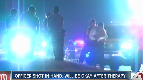 Officer shot in hand, will be okay after therapy