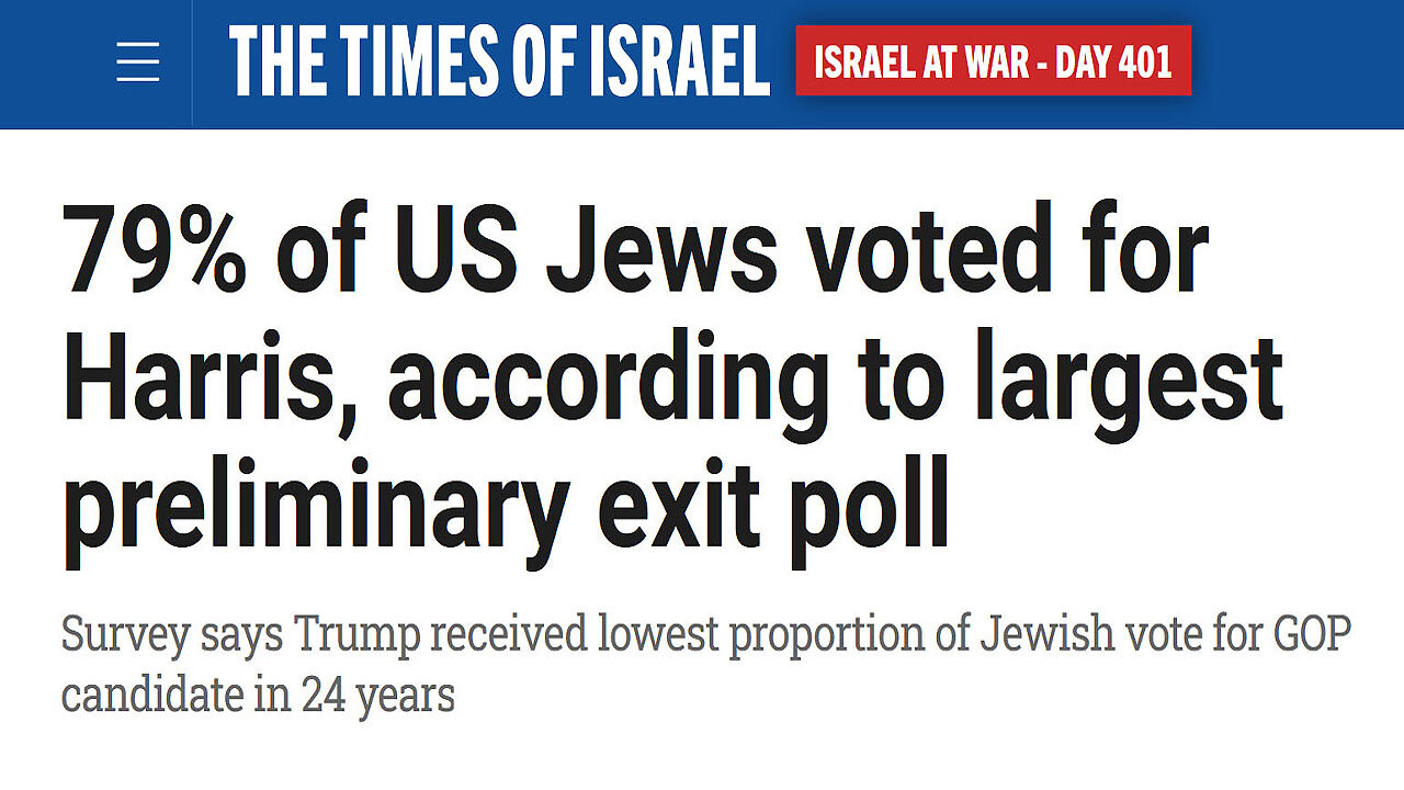 Trump received the least Jewish Votes of any Republican in 24yrs! Kamala got 79% of Jewish Vote! ✡️