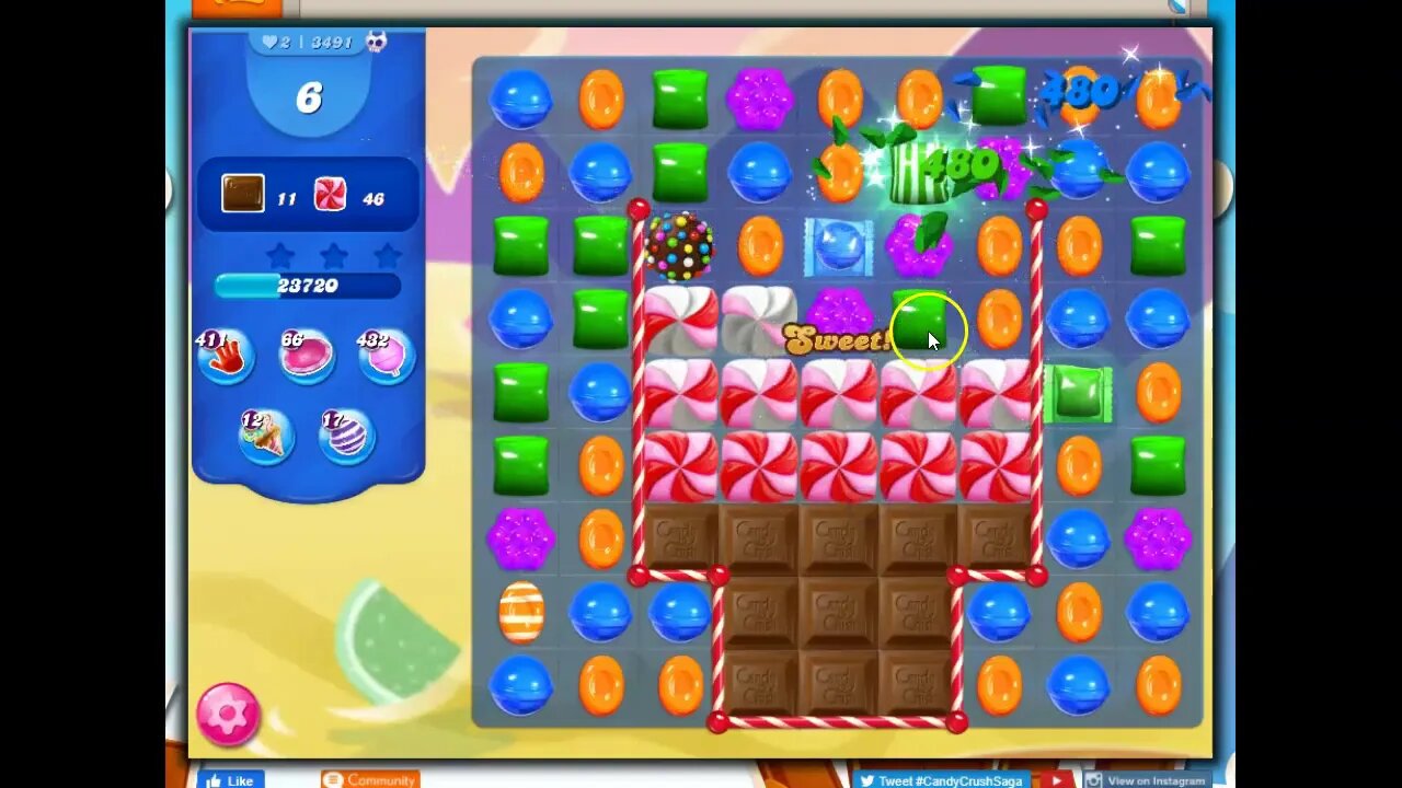 Candy Crush Level 3491 Talkthrough, 15 Moves 0 Boosters