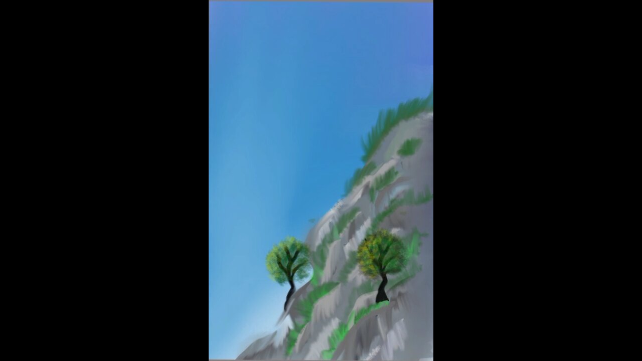 Learn how to paint a scenic view of sky rock grass and tree step by step #autodesksketchbookpro