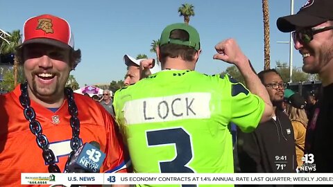 Fans enjoying NFL Draft Theatre on Las Vegas Strip