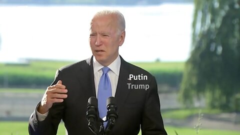 Biden confuses Putin with Trump while reading from the teleprompter.