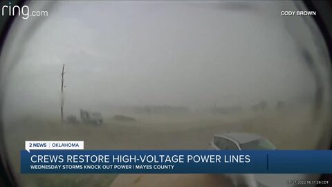 Crews Restore High Voltage Power Lines