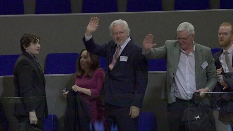 Julian Assange applauds after PACE resolution recognizing him as a ‘political prisoner’ is approved