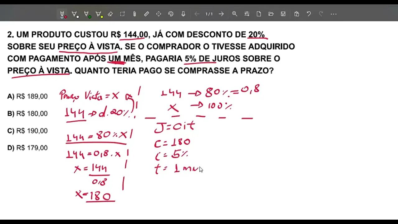 Questão 2 - Verificando Aprendizado - Modulo 1, tema 1 - Matemática Financeira