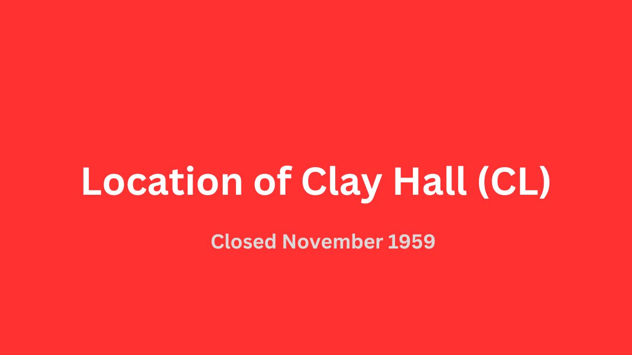 Location of Clay Hall (C) bus garage closed November 1959.