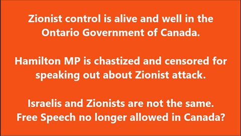 Government of Ontario Canada is Under Zionist Control 29-Nov-2023