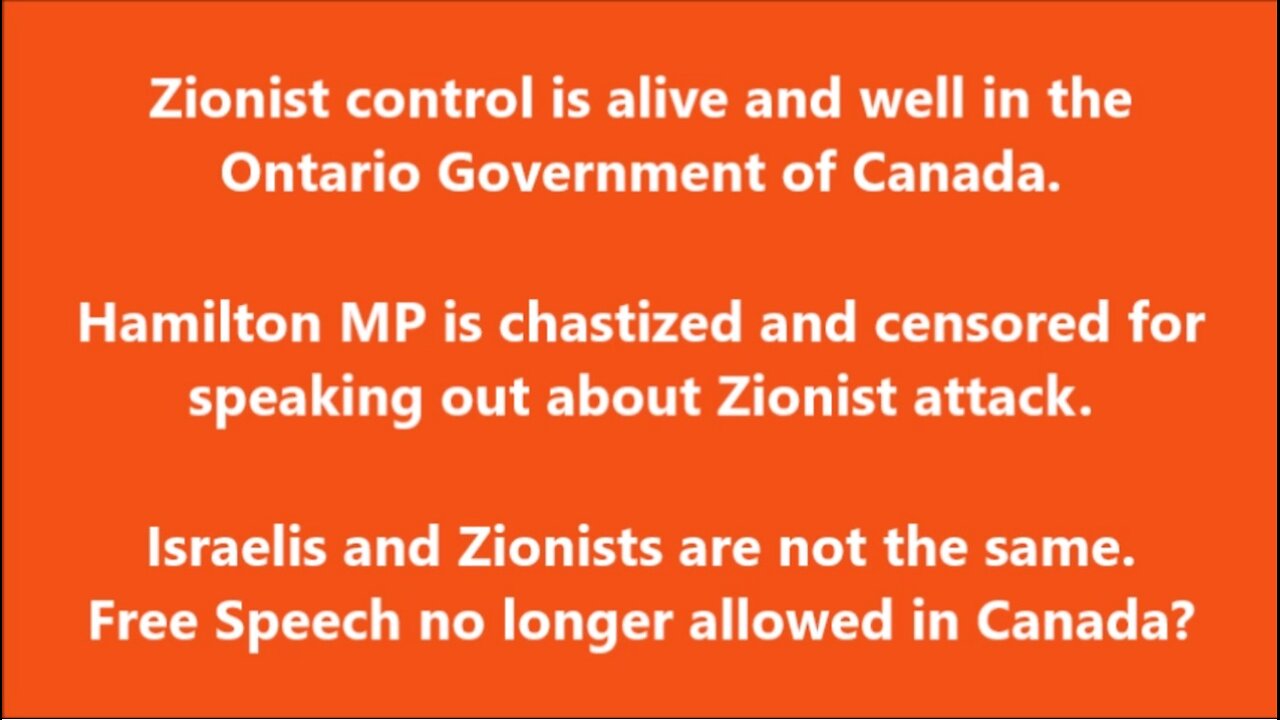 Government of Ontario Canada is Under Zionist Control 29-Nov-2023