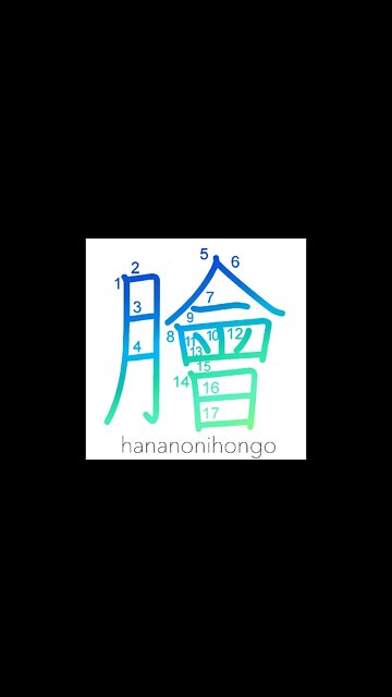 膾 - namasu - raw fish salad - Learn how to write Japanese Kanji 膾 - hananonihongo.com