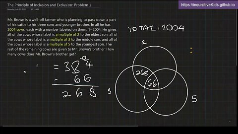 6th Grade Principle of Inclusion and Exclusion: Problem 1