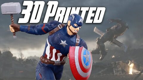 Captain America with Mjolnir - Print and Paint