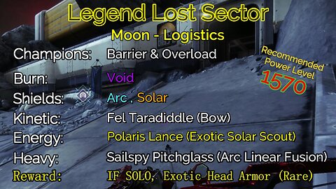 Destiny 2 Legend Lost Sector: Moon - K1 Logistics on my Warlock 12-5-22