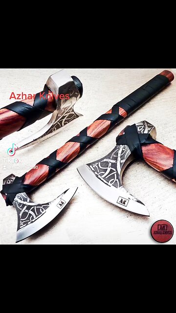 Handmade Viking axe comes with leather sheath