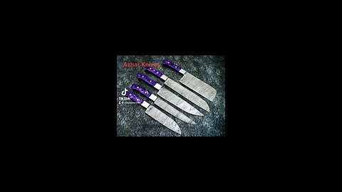Handmade Damascus steel kitchen knives set
