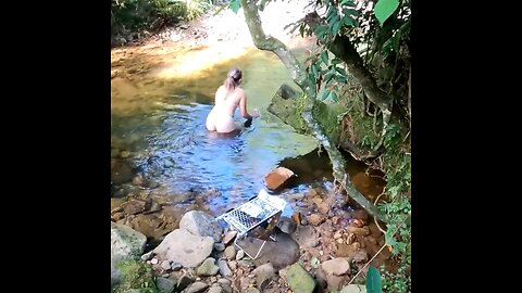 Bathing in the River and Preparing a Delicious Barbecue in Nature