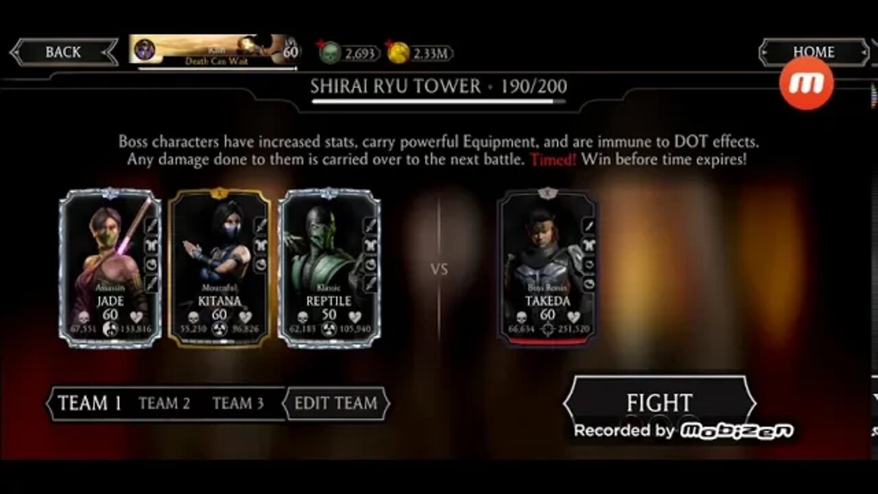 Shirai Ryu boss fight normal tower floor 190 / MKXI mobile