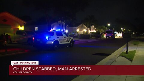 Children stabbed, man in custody