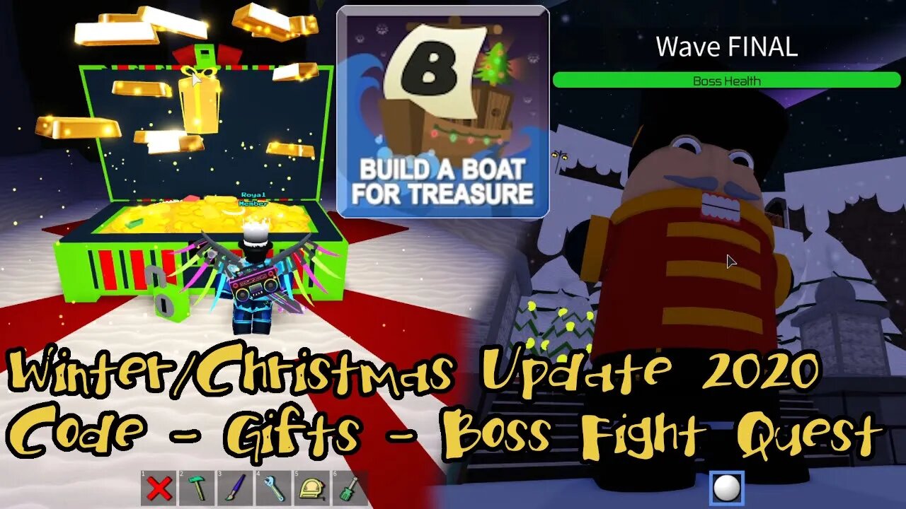 AndersonPlays Roblox Build A Boat For Treasure - Winter Update / Christmas Update - Code/Gifts/Boss