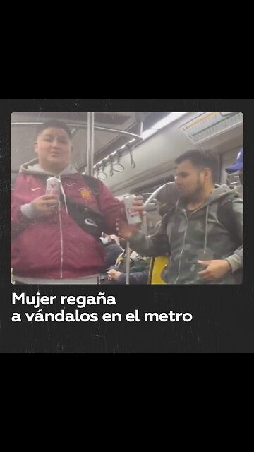 Vándalo se lleva un regaño de una mujer en el metro