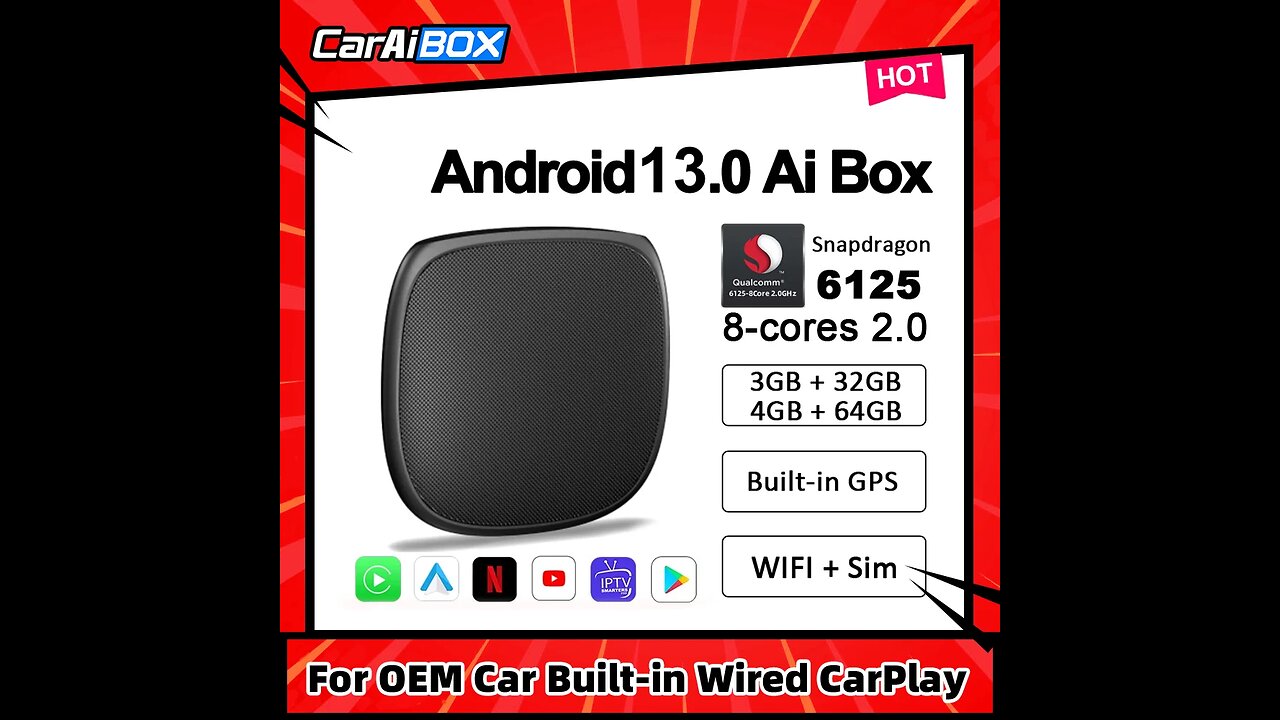 CarPlay Ai Box Qualcomm 6125 8-Core CPU Android