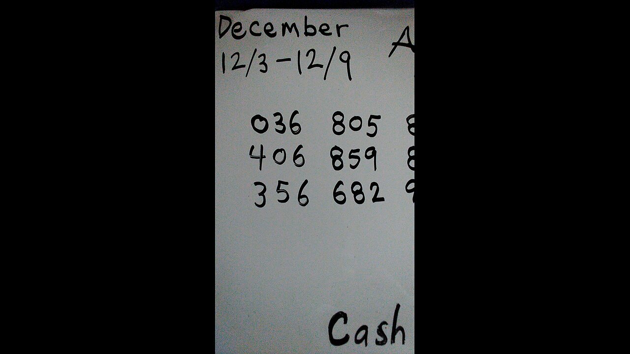 Pick 3 All States 12/3-12/9
