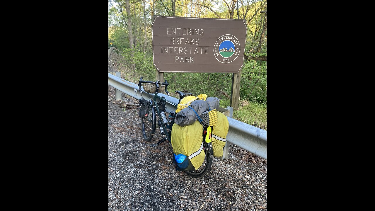 Cold night biking from Kansas City to Yorktown Virginia in a city park in small town Missouri