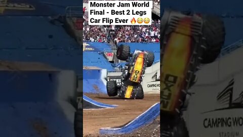 Monster Jam World Final - Best 2 Legs Car Flip Ever 🔥😳😳#shorts #monsterjam #carflip #car