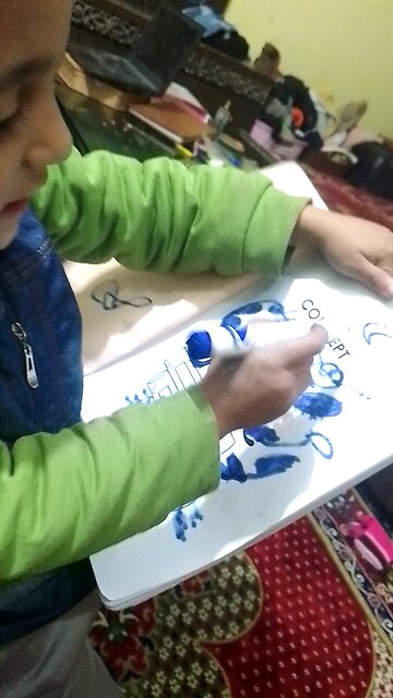 a creative kid telling mom about his painting | how to be a creative kid | evileyes off| touch woo
