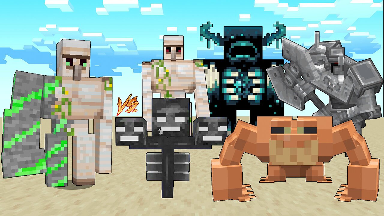 EMERALD IRON GOLEM Vs Warden, Wither, Ferrous Wroughtnaut, Mutant Frog, Iron golem