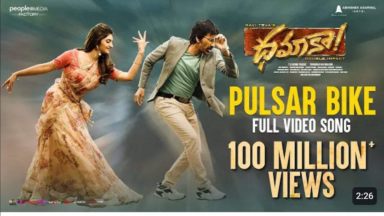 Pulsar Bike Full Video Song | Dhamaka | Ravi Teja | Sreeleela | Thrinadha Rao | Bheems Ceciroleo