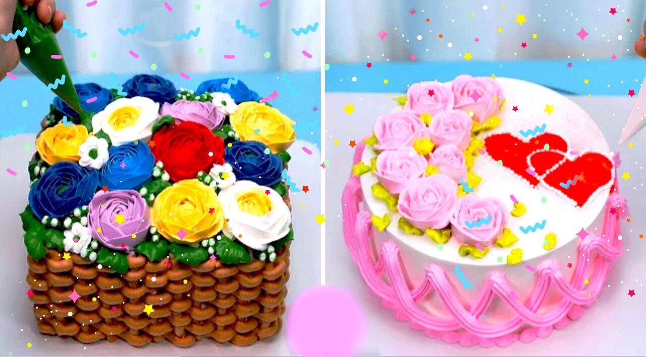 Awesome Flowers 🌷Cake pattern | Most satisfying roses cake decorating ideas for beginners