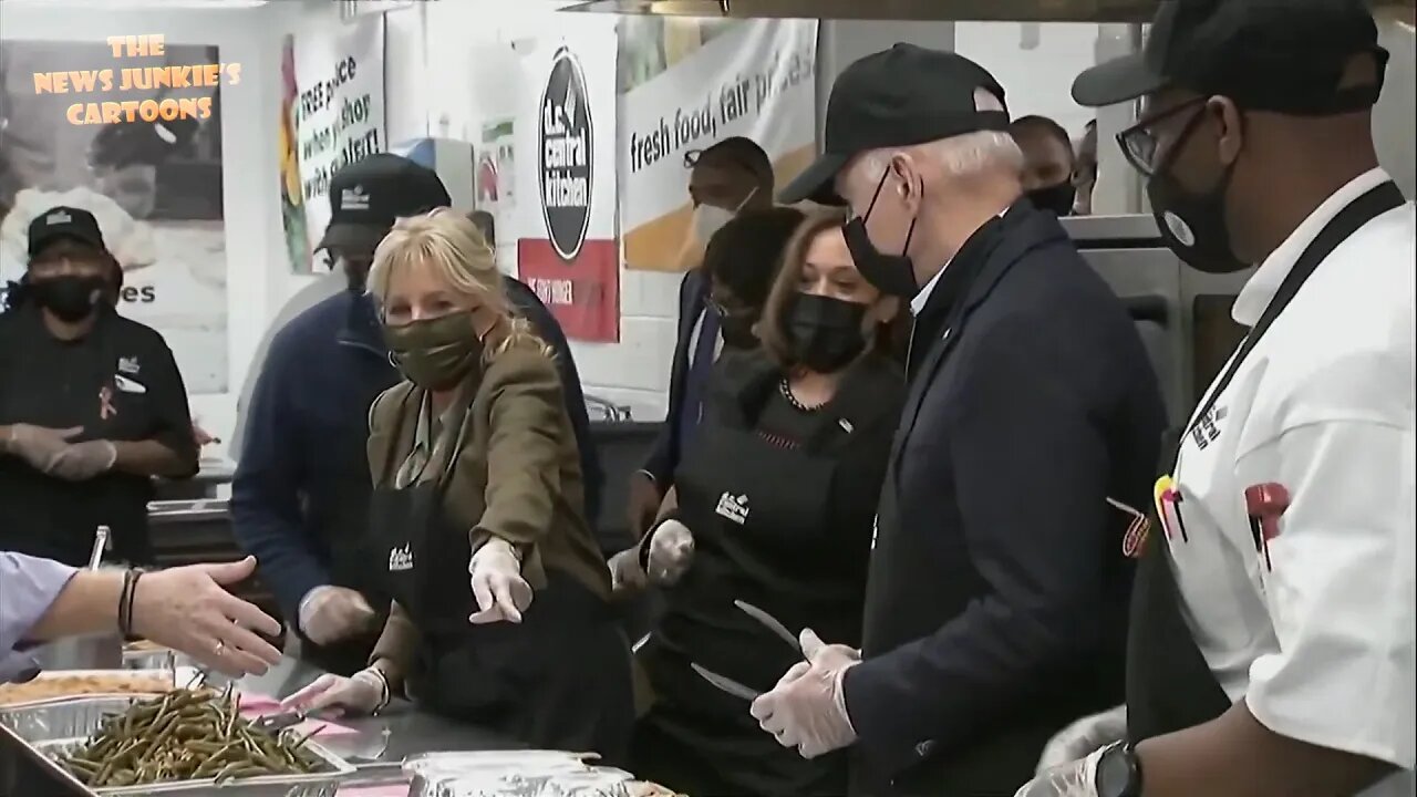 Biden, Jill, Kamala, and 2nd Gent at photo op in DC Central Kitchen.