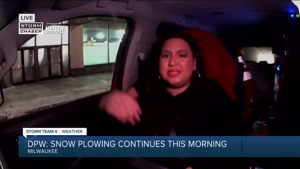 Elaine out in the TMJ4 Storm Chaser