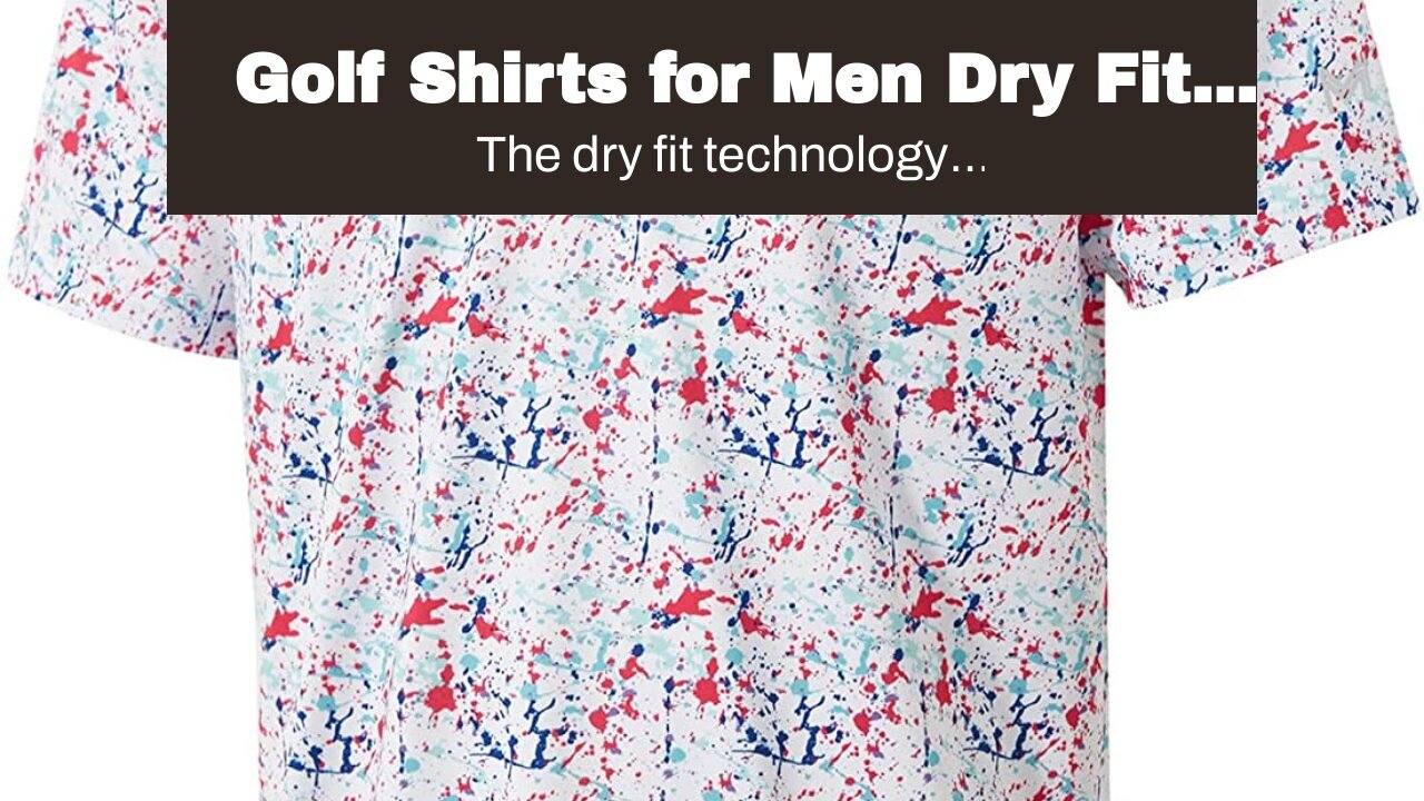 Golf Shirts for Men Dry Fit Performance Print Short Sleeve Moisture Wicking Golf Polo Shirts