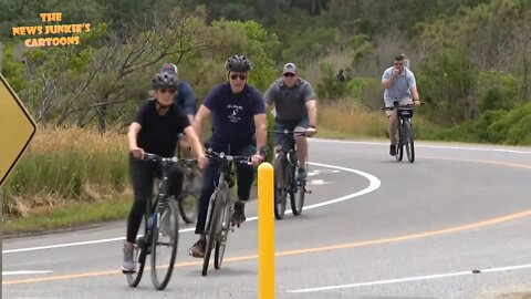 Biden rides a bike with Dr. Jill on her birthday in Delaware.