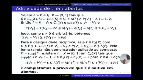 Medida e Integração: A construção da medida no Teorema de Representação