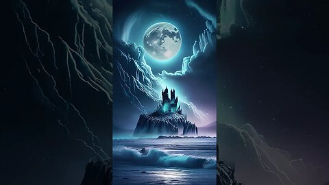 Sea Castle #fantasy #island #moon #blue #ocean #waves #magical #shorts